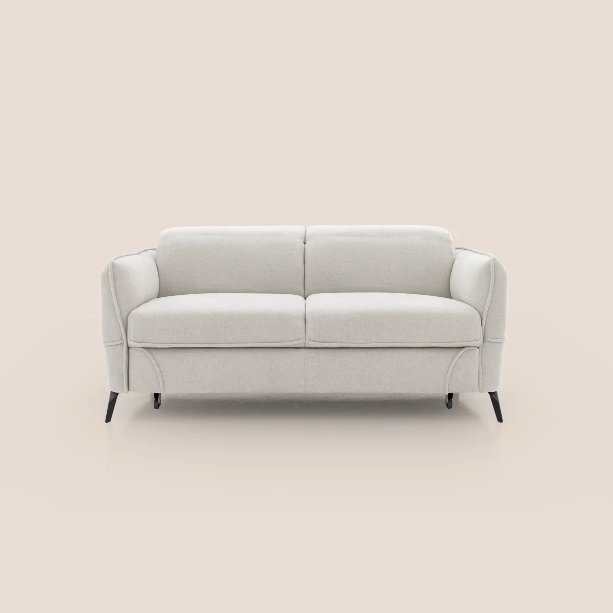 Bloom Sofa mit ausziehbarer Fußbank, hohen Füßen und verstellbaren Kopfstützen aus wasserfestem Bouclé-Stoff T07 Weiß – Bild 2