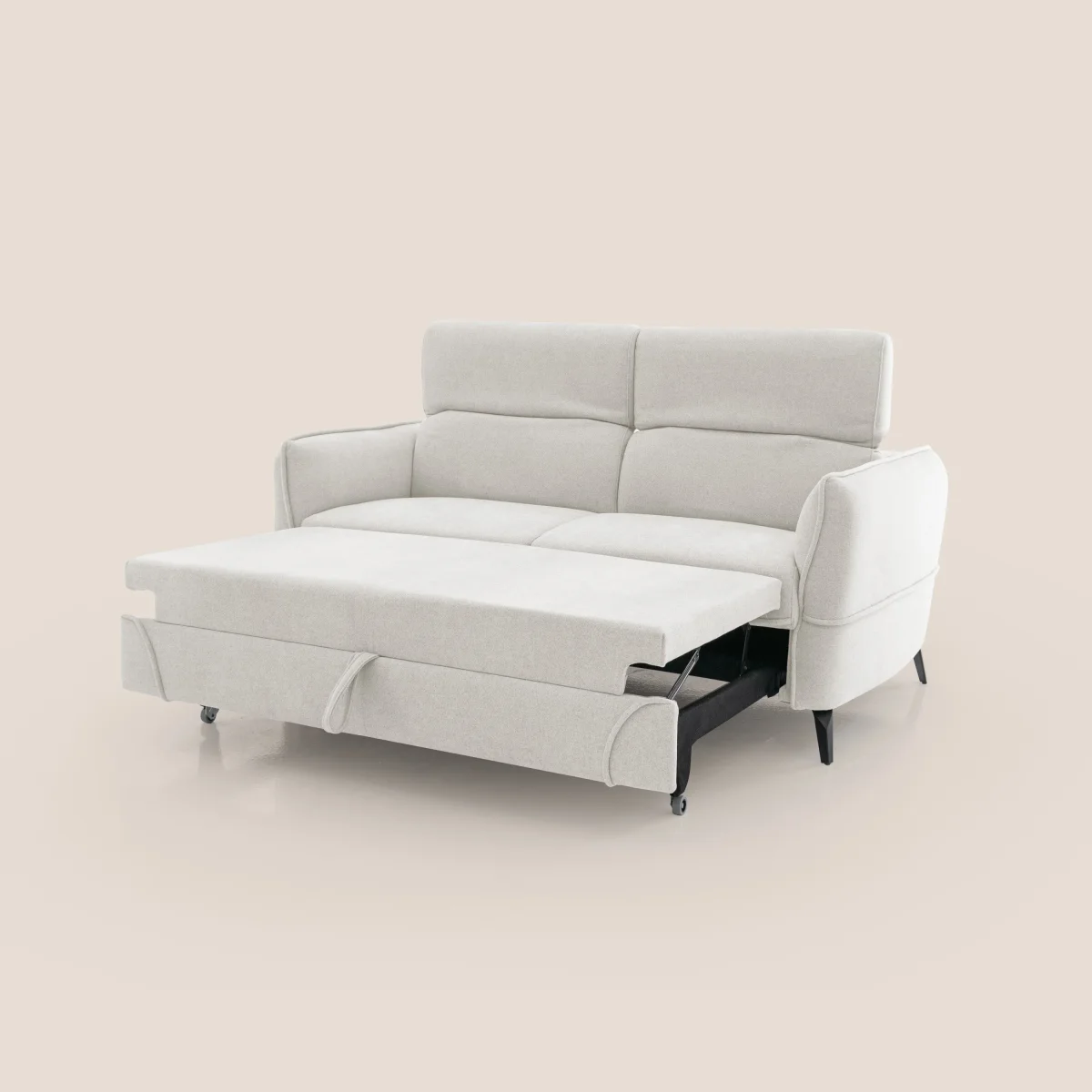 Bloom Sofa mit ausziehbarer Fußbank, hohen Füßen und verstellbaren Kopfstützen aus wasserfestem Bouclé-Stoff T07 Weiß – Bild 7
