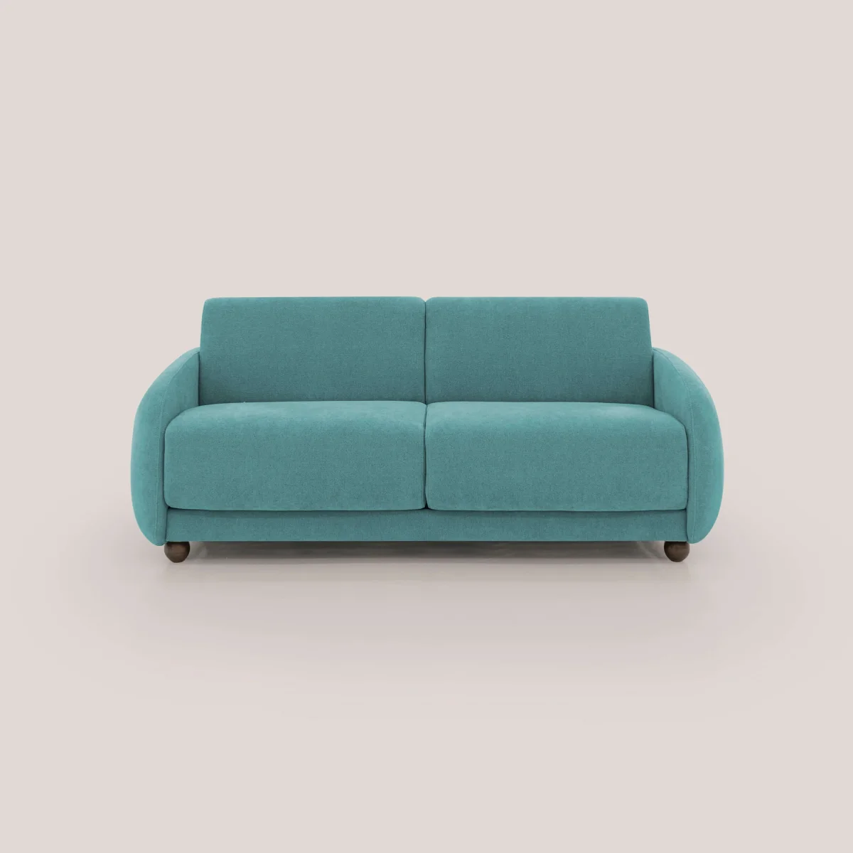 Giglio Schlafsofa im skandinavischen japandi Style mit H18 cm Matratze aus wasserfestem Bouclé-Stoff T07 hellblau – Bild 2