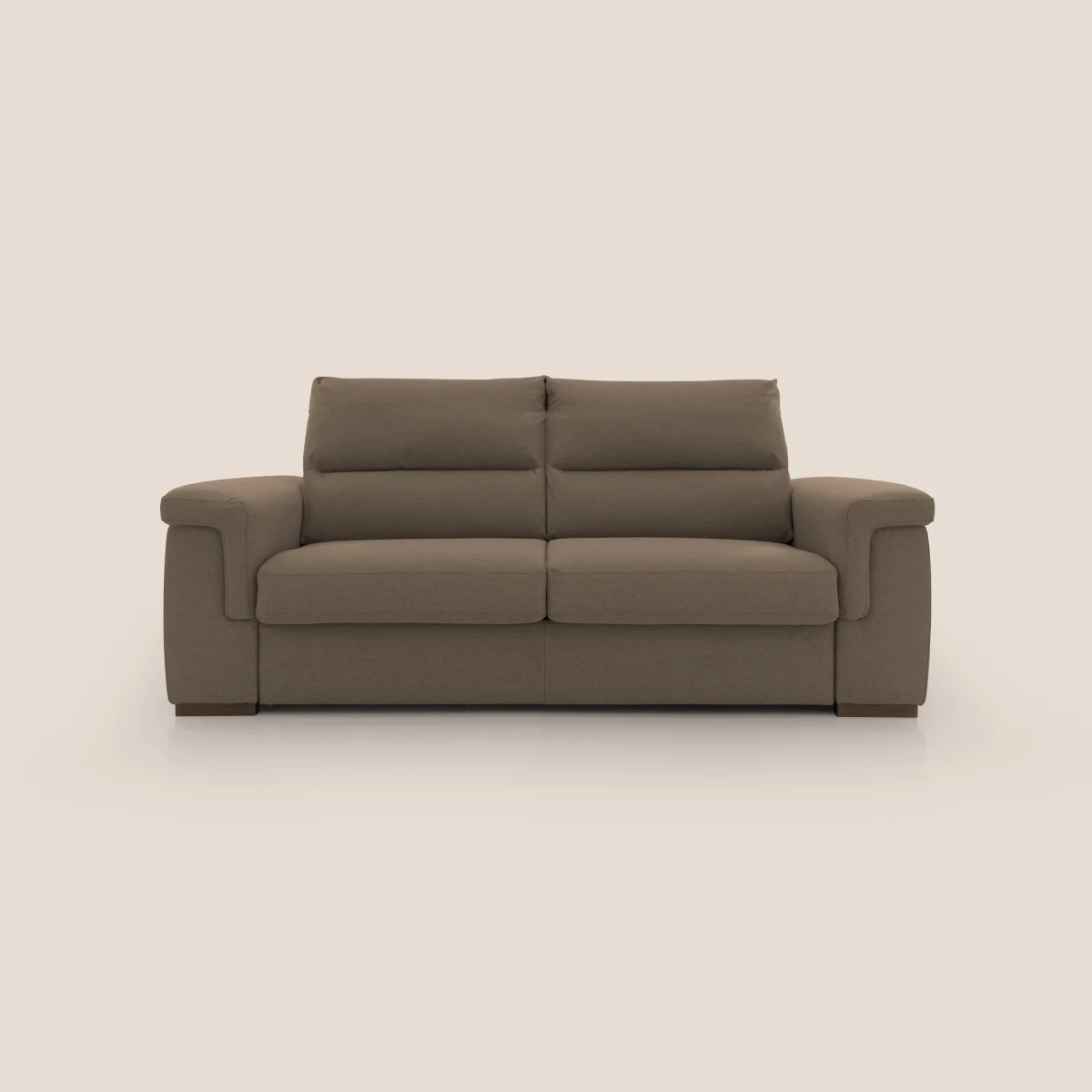 Magnolia Schlafsofa mit 18 cm hoher Matratze und weicher Rückenlehne aus abwaschbarem Stoff T05 braun