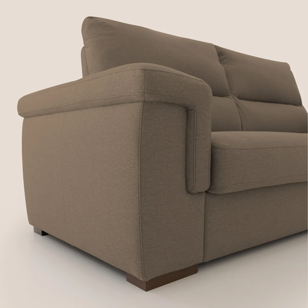 Magnolia Schlafsofa mit 18 cm hoher Matratze und weicher Rückenlehne aus abwaschbarem Stoff T05 braun – Bild 6