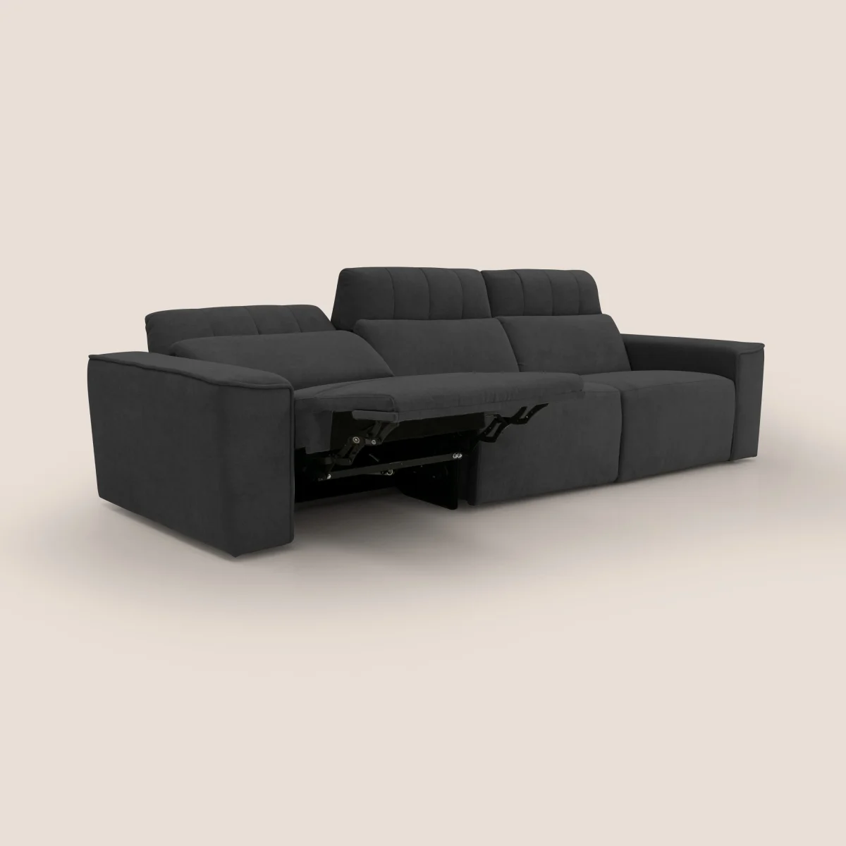 Clark modulares 3-Sitzer-Sofa mit elektrischer Relax-Option aus wasserfestem, abwaschbarem Stoff T17 schwarz – Bild 3