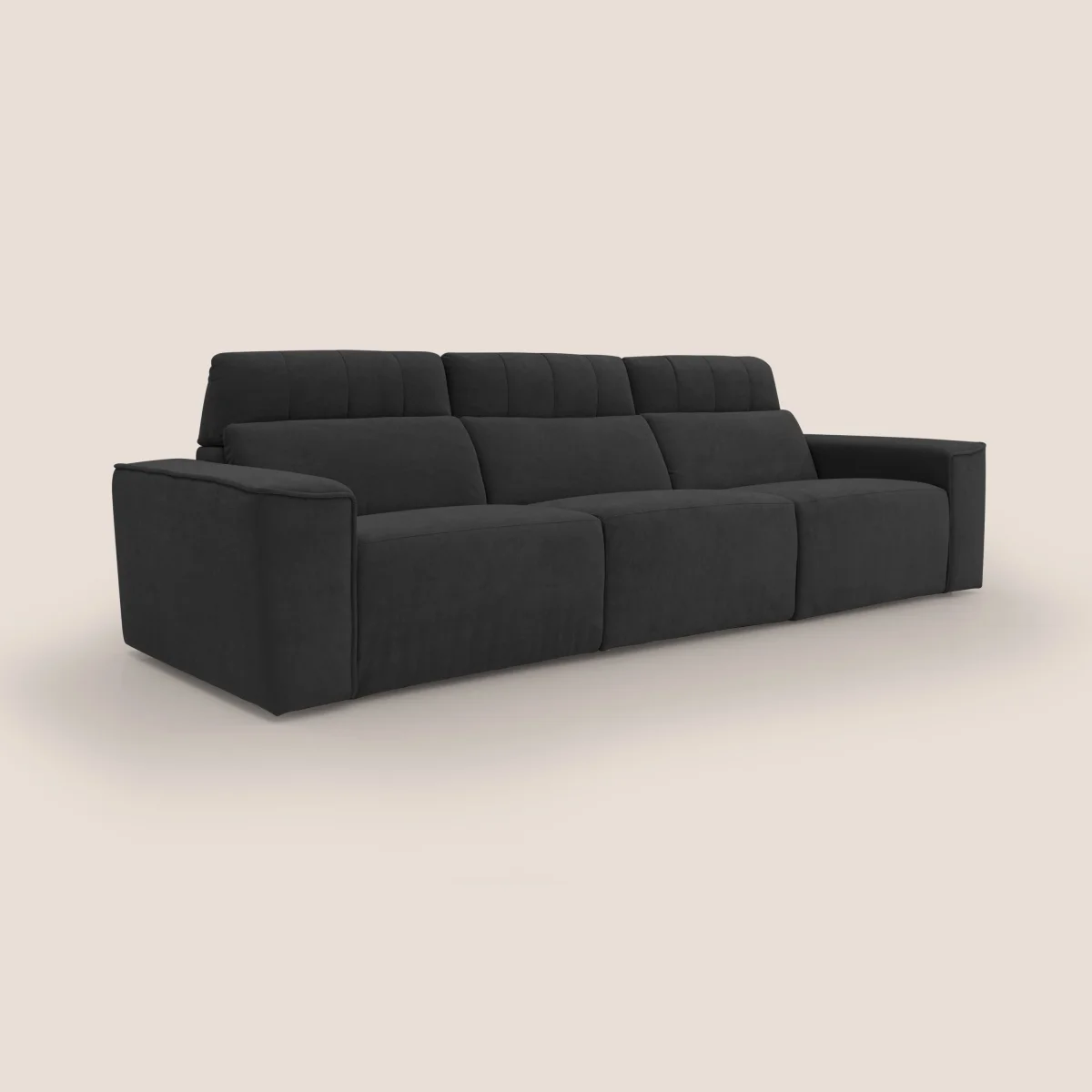 Clark modulares 3-Sitzer-Sofa mit elektrischer Relax-Option aus wasserfestem, abwaschbarem Stoff T17 schwarz – Bild 4