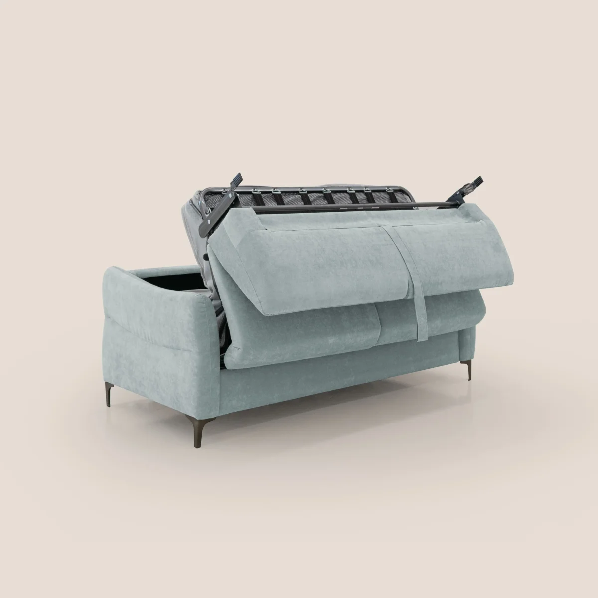 Dalia Schlafsofa mit H18 cm Matratze und hohen Füßen in feinem, abwaschbarem Stoff T17 aquamarin – Bild 4