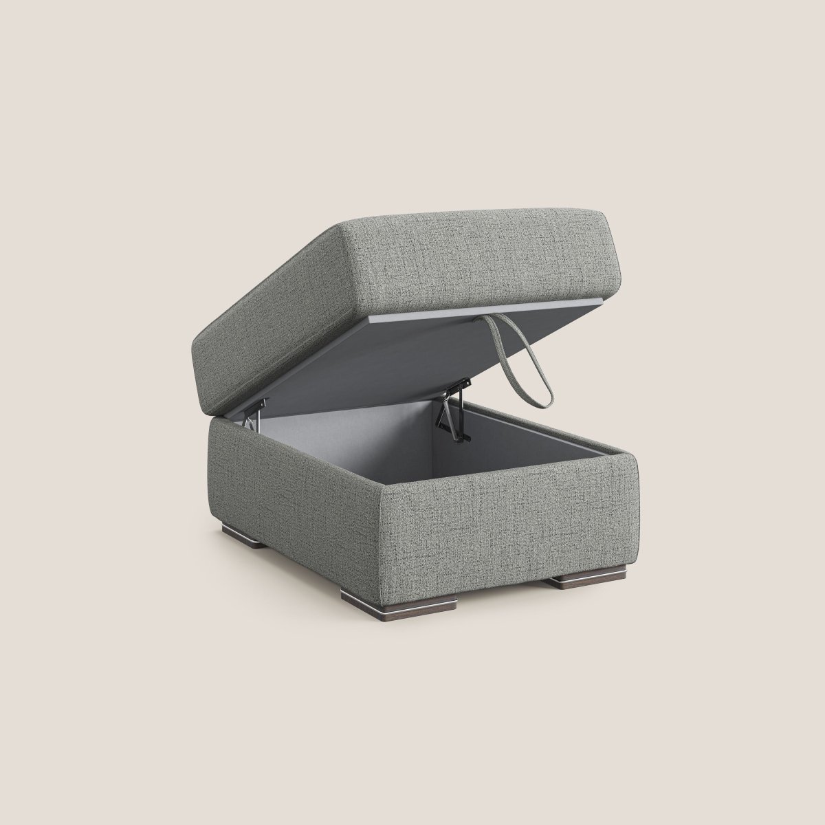 Sun Hocker mit Staufach aus wasserfestem geflammtem Stoff T03 hellgrau – Bild 7