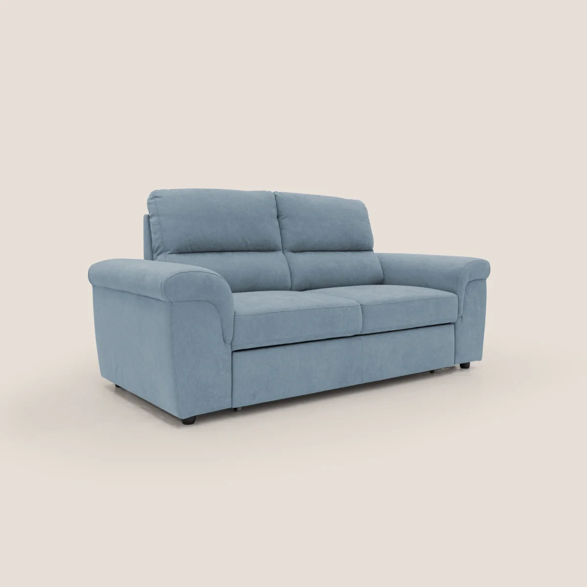 Minerva Sofa mit ausziehbarer Ottomane aus weichem wasserfestem Stoff T02 taubenblau – Bild 4