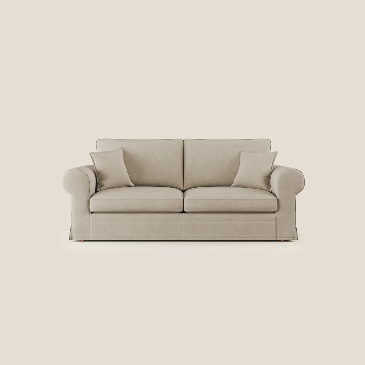 Lady klassisches Sofa mit Gänsedaunen aus wasserfestem Stoff T02 beige – Bild 2
