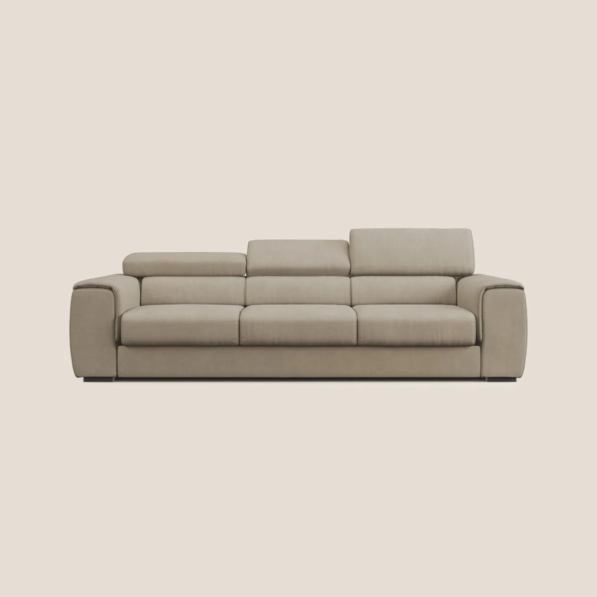 Zeno Sofa mit 3 ausziehbaren Sitzen aus weichem, wasserfestem Stoff T02 beige – Bild 2