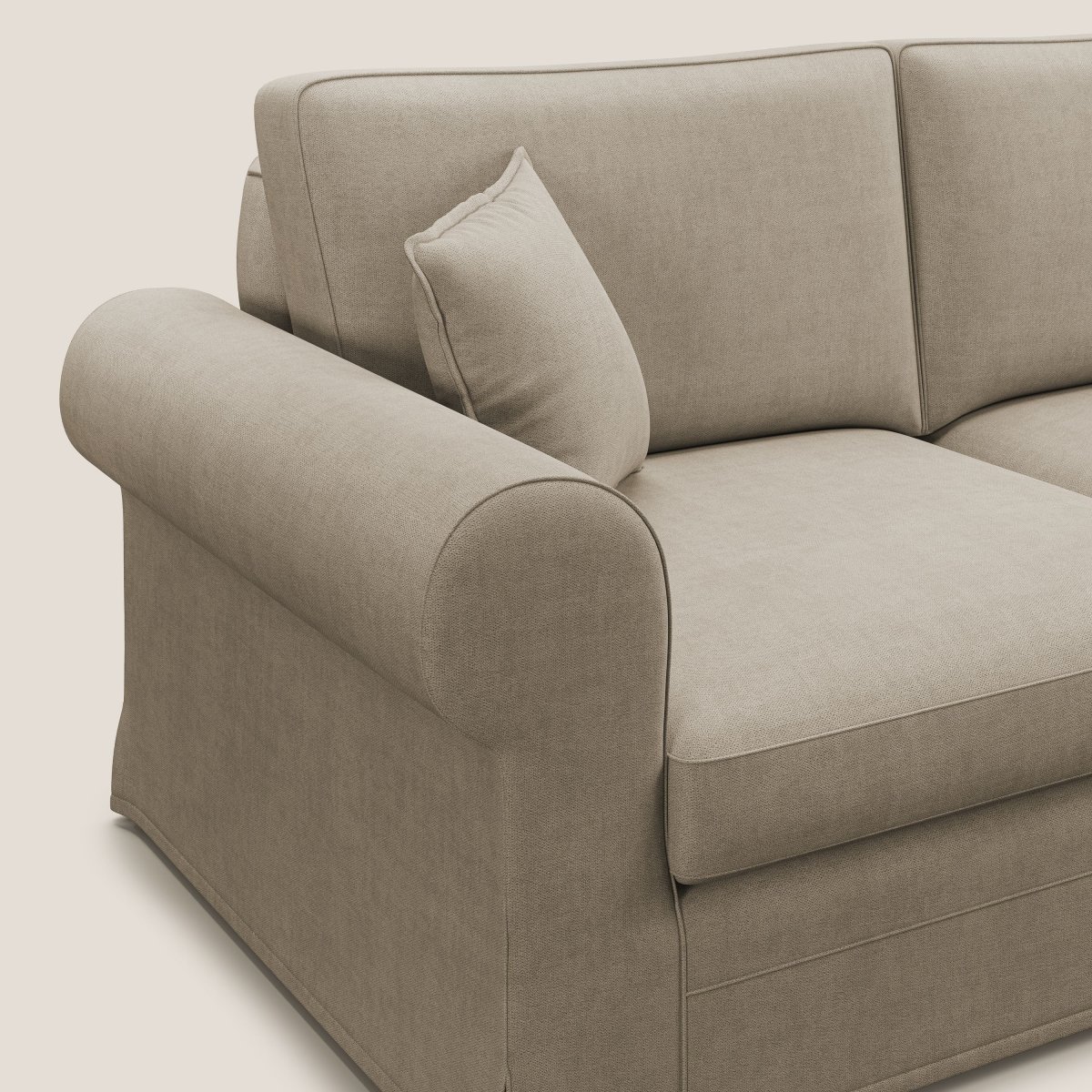 Lady klassisches Sofa mit Gänsedaunen aus wasserfestem Stoff T02 beige – Bild 7