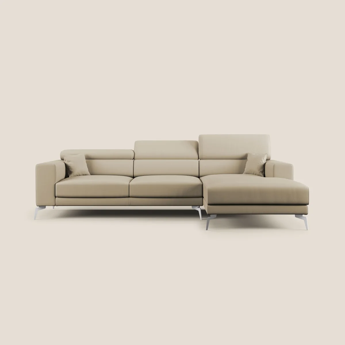 Blade Modernes Ecksofa mit verstellbaren Kopfstützen aus Kunstleder T04 beige – Bild 2