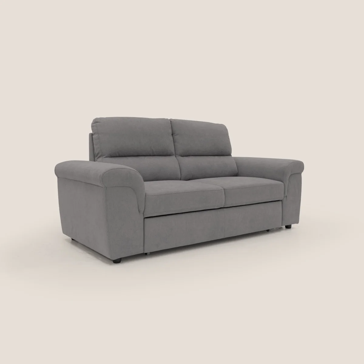 Minerva Sofa mit ausziehbarer Ottomane aus weichem wasserfestem Stoff T02 grau – Bild 4
