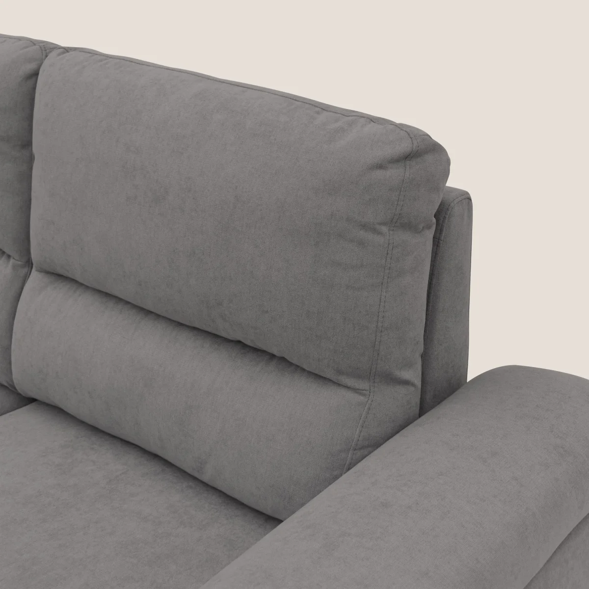 Minerva Sofa mit ausziehbarer Ottomane aus weichem wasserfestem Stoff T02 grau – Bild 5