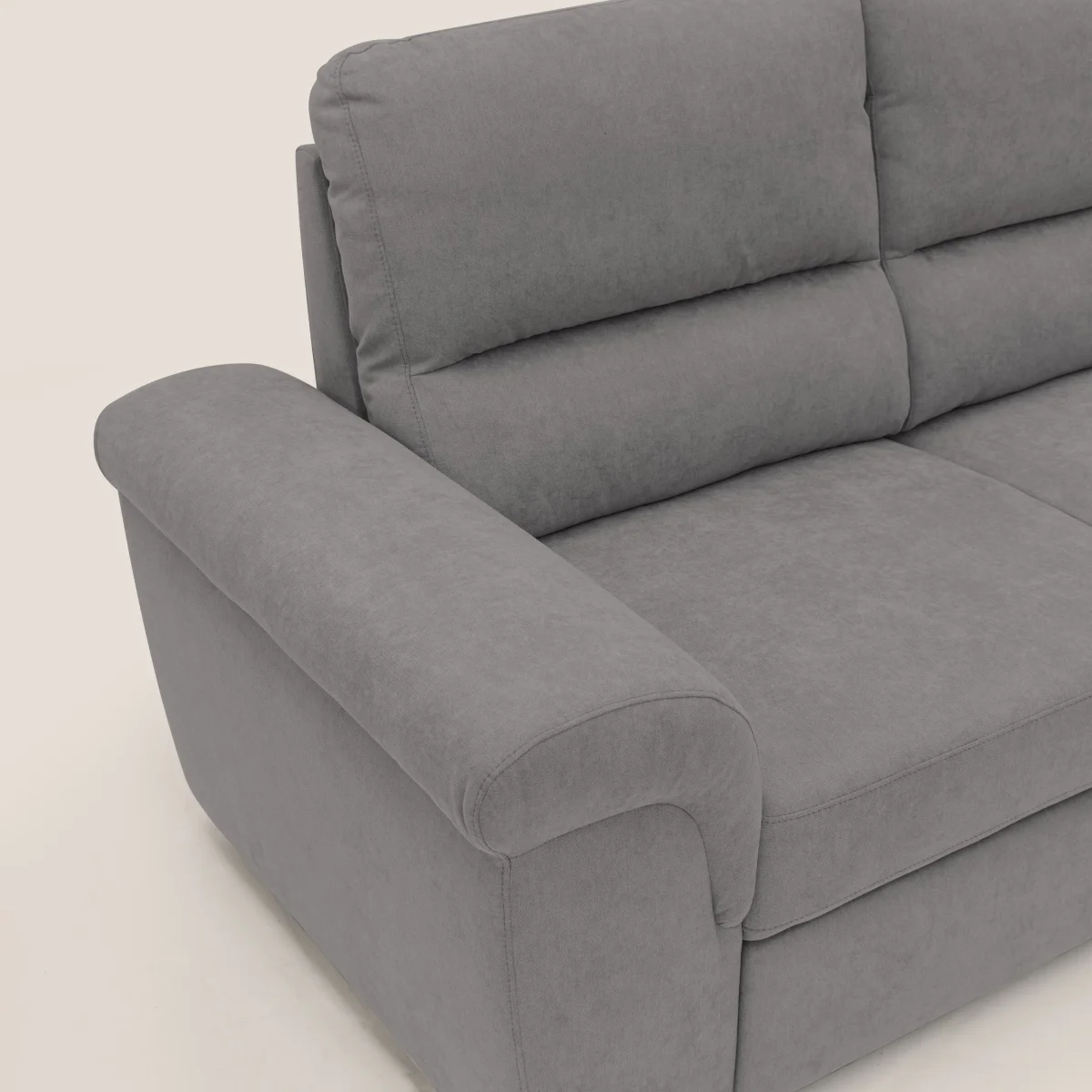 Minerva Sofa mit ausziehbarer Ottomane aus weichem wasserfestem Stoff T02 grau – Bild 8