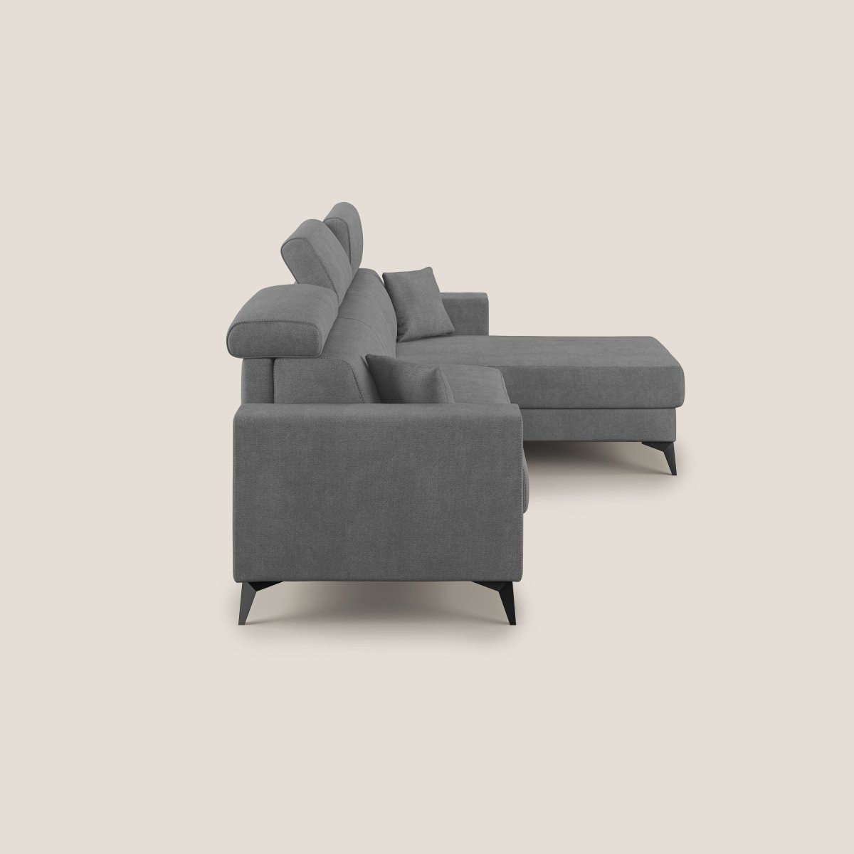 Pegaso Ecksofa mit Schlaffunktion mit verstellbaren Kopfstützen und wasserfestem Bezug T02 grau – Bild 5