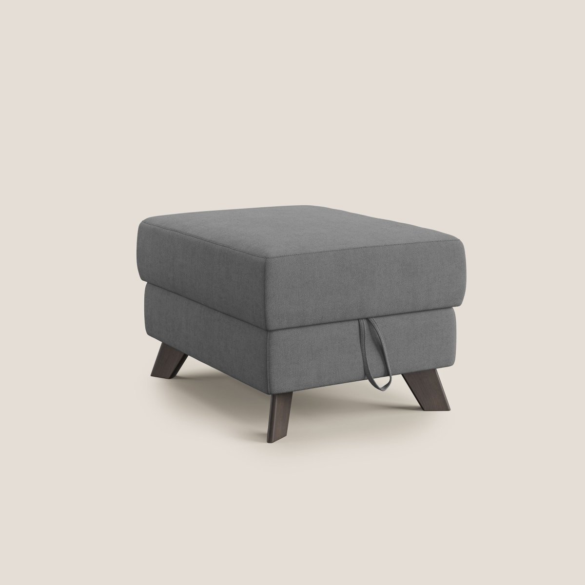 Moon Hocker mit Staufach und hohen Füßen aus weichem wasserfestem Stoff T02 grau – Bild 9