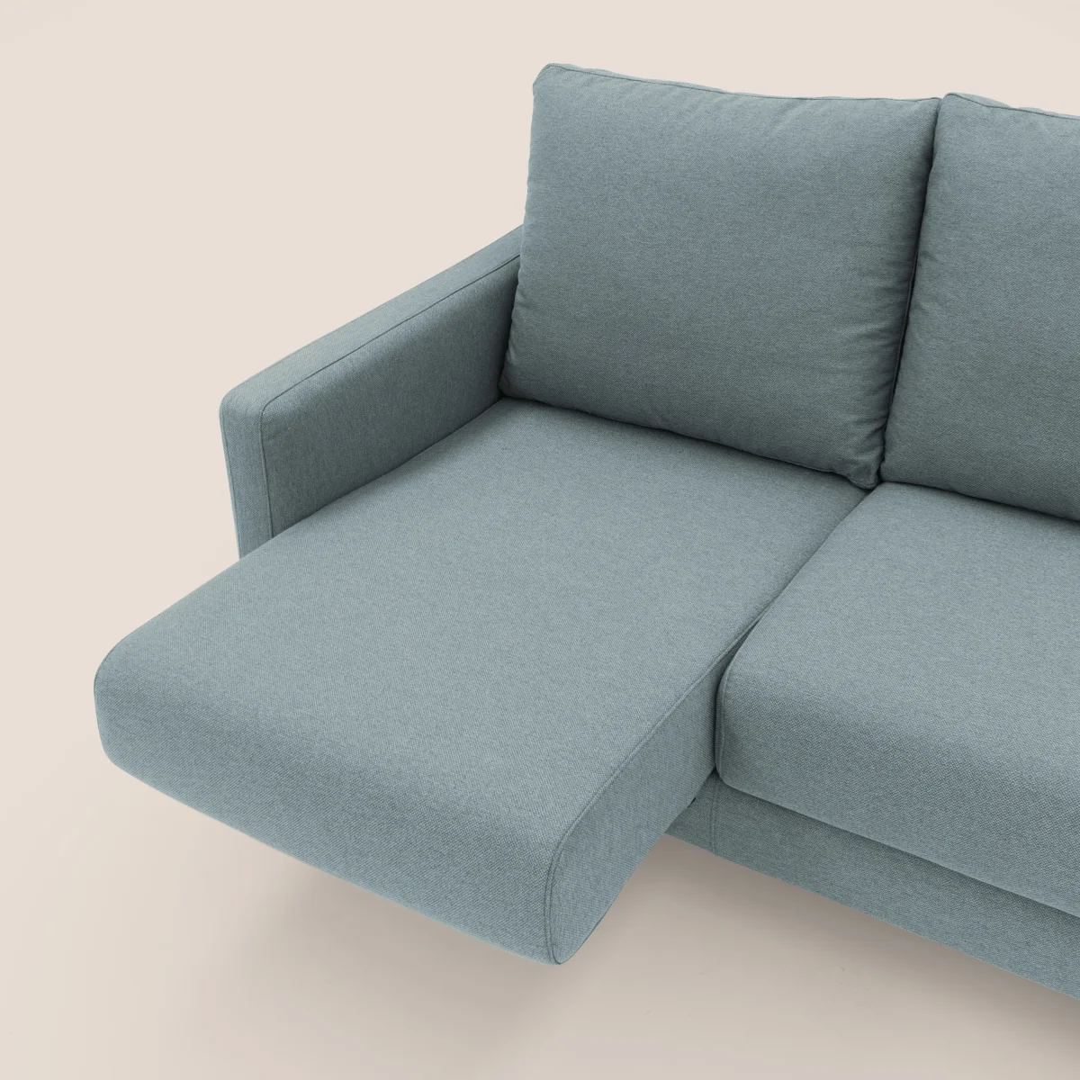 Klimt Sofa mit ausziehbaren Sitzen und Rückenlehnen aus Gänsedaunen in abwaschbarem Stoff T05 taubenblau – Bild 9
