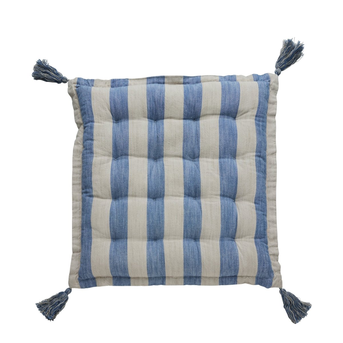 Felima Sitzkissen, gestreift / 45x45 cm, Leinen/Blau – Bild 2