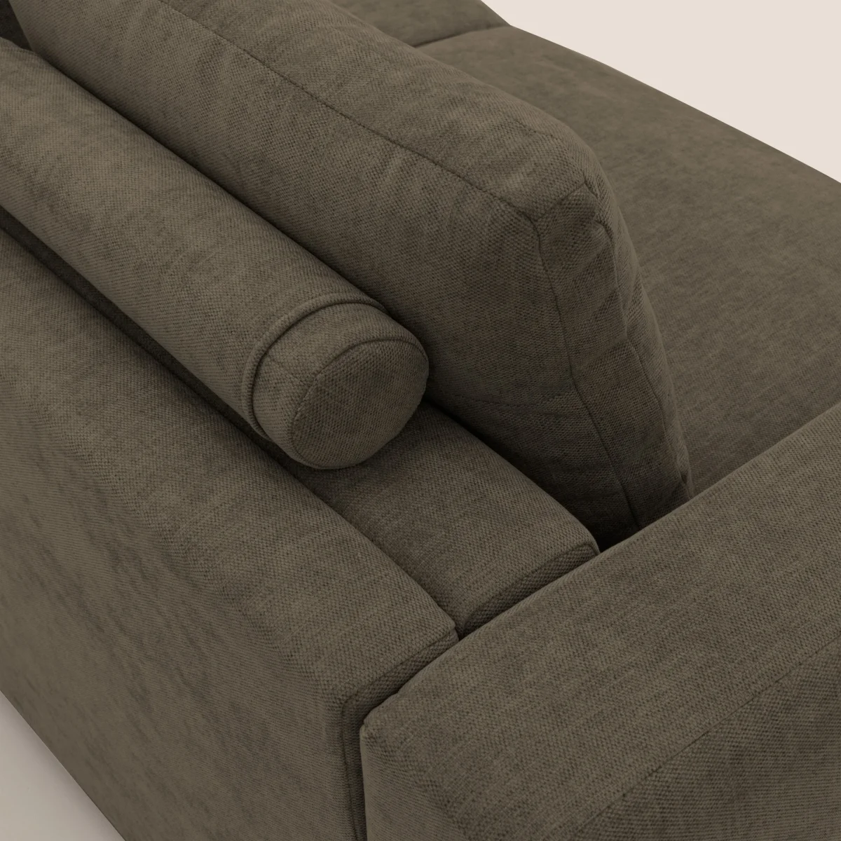 Freia Minimales Schlafsofa mit h15 cm Matratze und weichen Rückenlehnen aus wasserfestem Stoff T14 braun – Bild 5