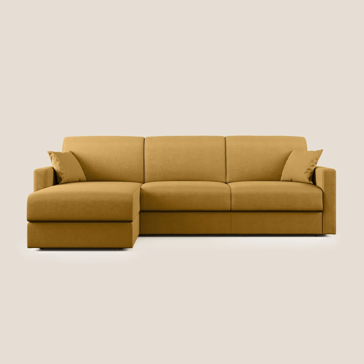 Chris Ecksofa mit Schlaffunktion und Halbinsel aus abwaschbarer Mikrofaser T11 gelb – Bild 9