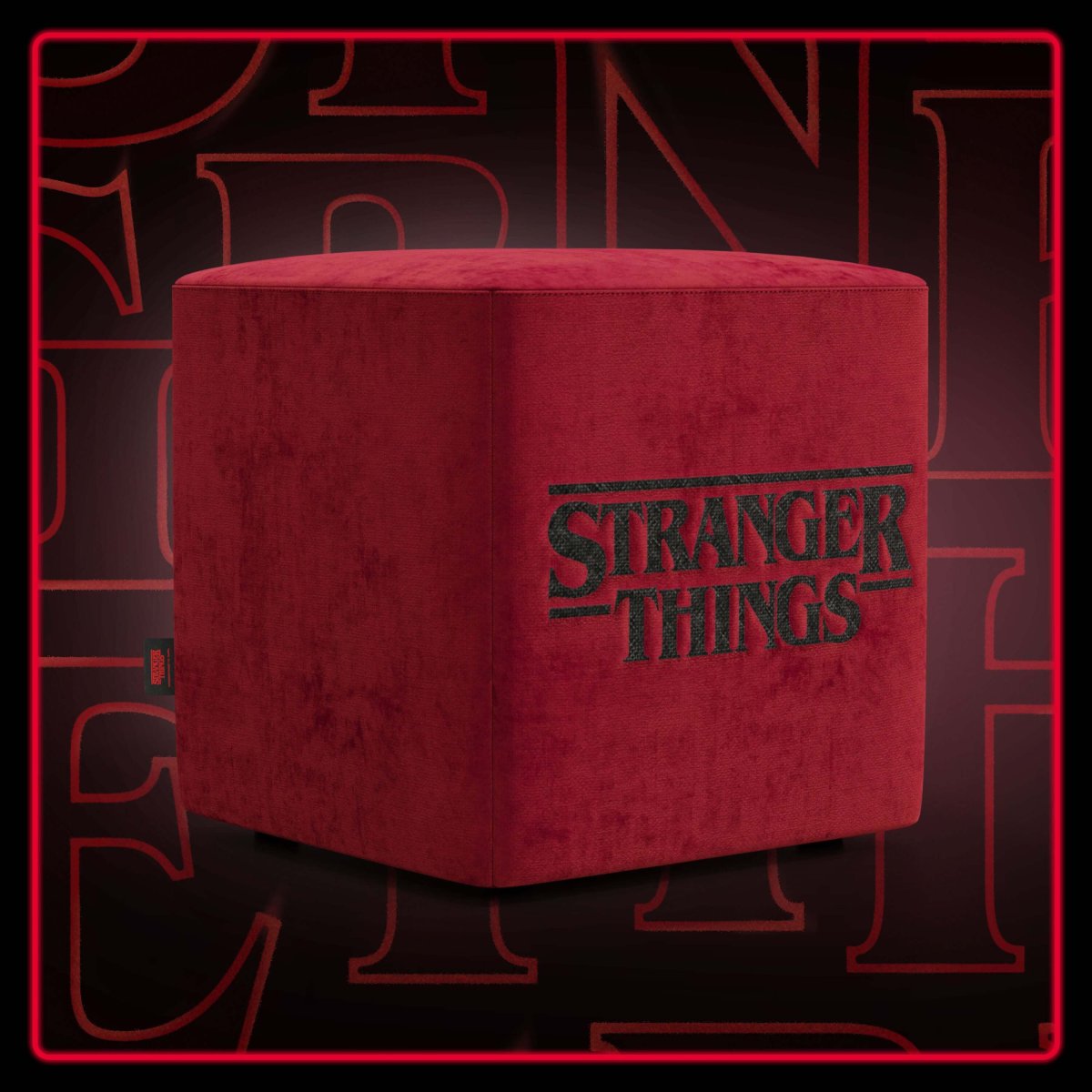 Cube Hocker Stranger Things Edition – Design trifft Legende in abwaschbarem Stoff rot