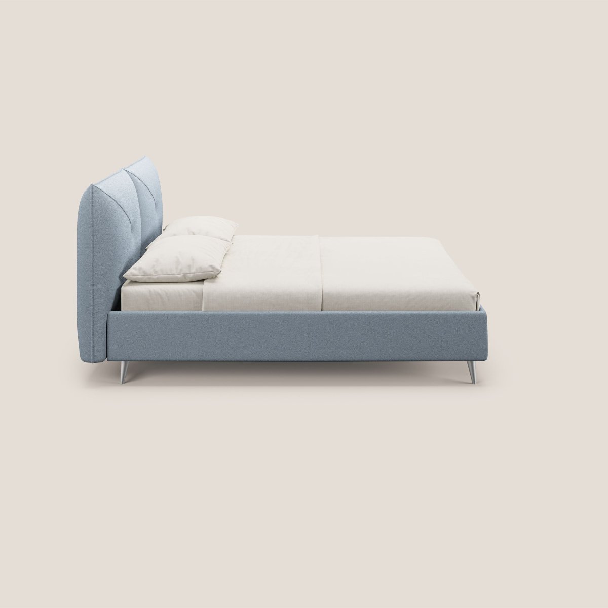 Adone gepolstertes Boxspringbett mit Lattenrost aus wasserfestem Bouclet mit doppeltem Kopfteilpaneel T07 baby blau – Bild 5