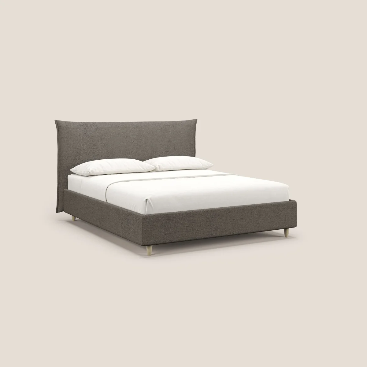 Audrey gepolstertes Boxspringbett mit Lattenrost mit abnehmbarem Bezug aus wasserfestem geflammtem Stoff T03 maulwurf – Bild 2