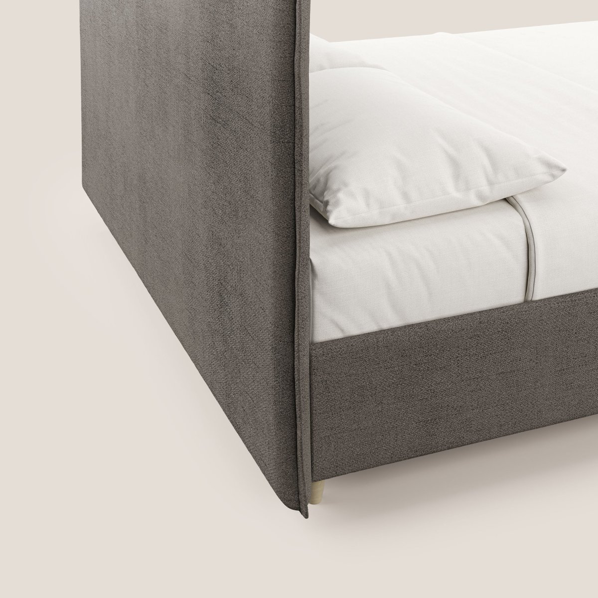 Audrey gepolstertes Boxspringbett mit Lattenrost mit abnehmbarem Bezug aus wasserfestem geflammtem Stoff T03 maulwurf – Bild 8