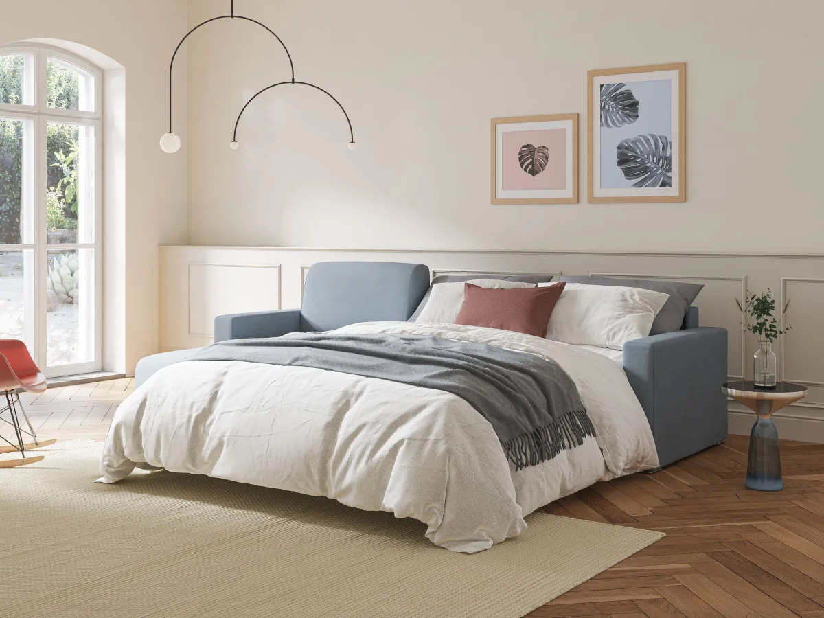 Best Ecksofa mit Schlaffunktion aus wasserfestem Stoff T02 grün – Bild 3