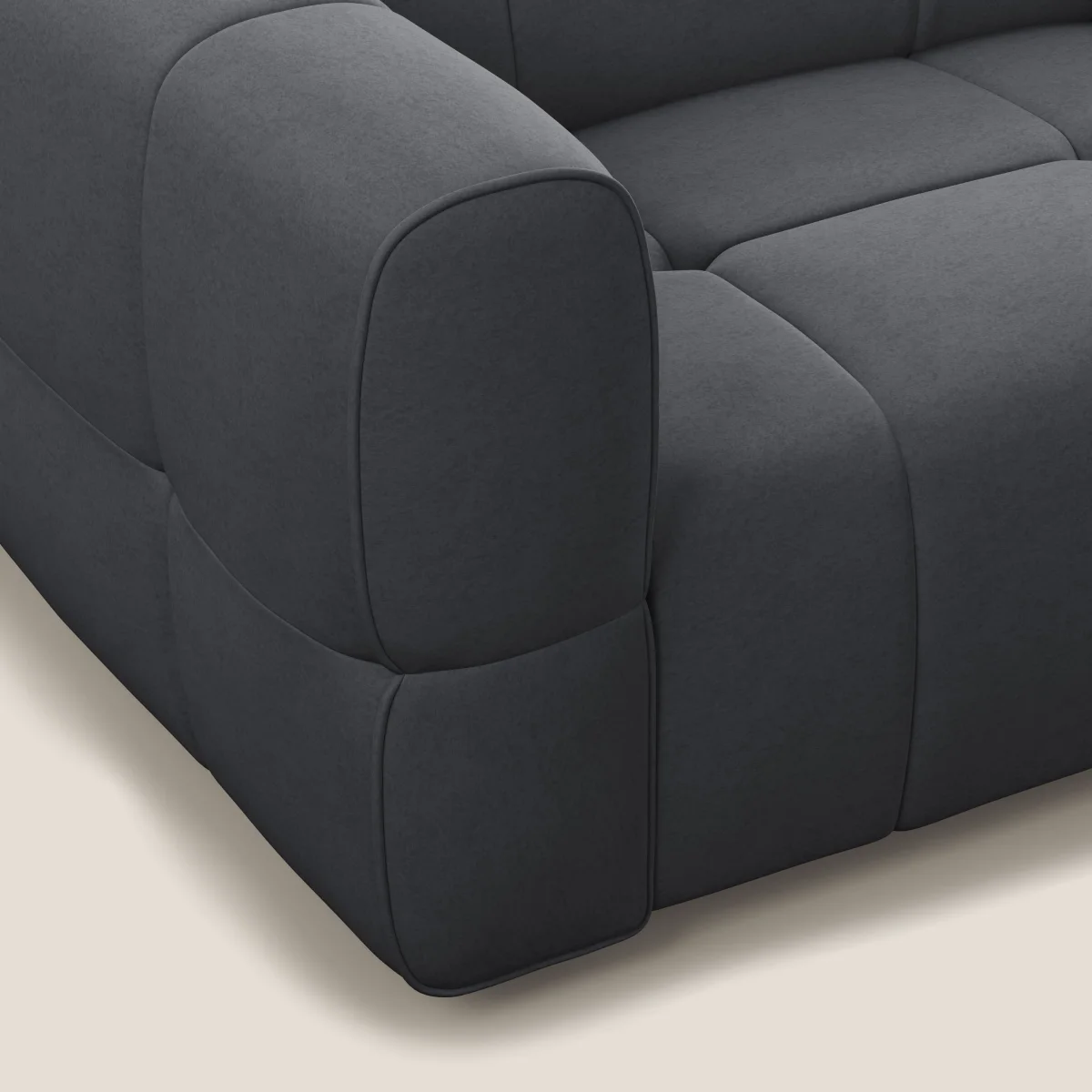 Giotto Modulares Sofa mit elektrischer Relaxoption aus wasserfestem Samt T09 grau – Bild 9