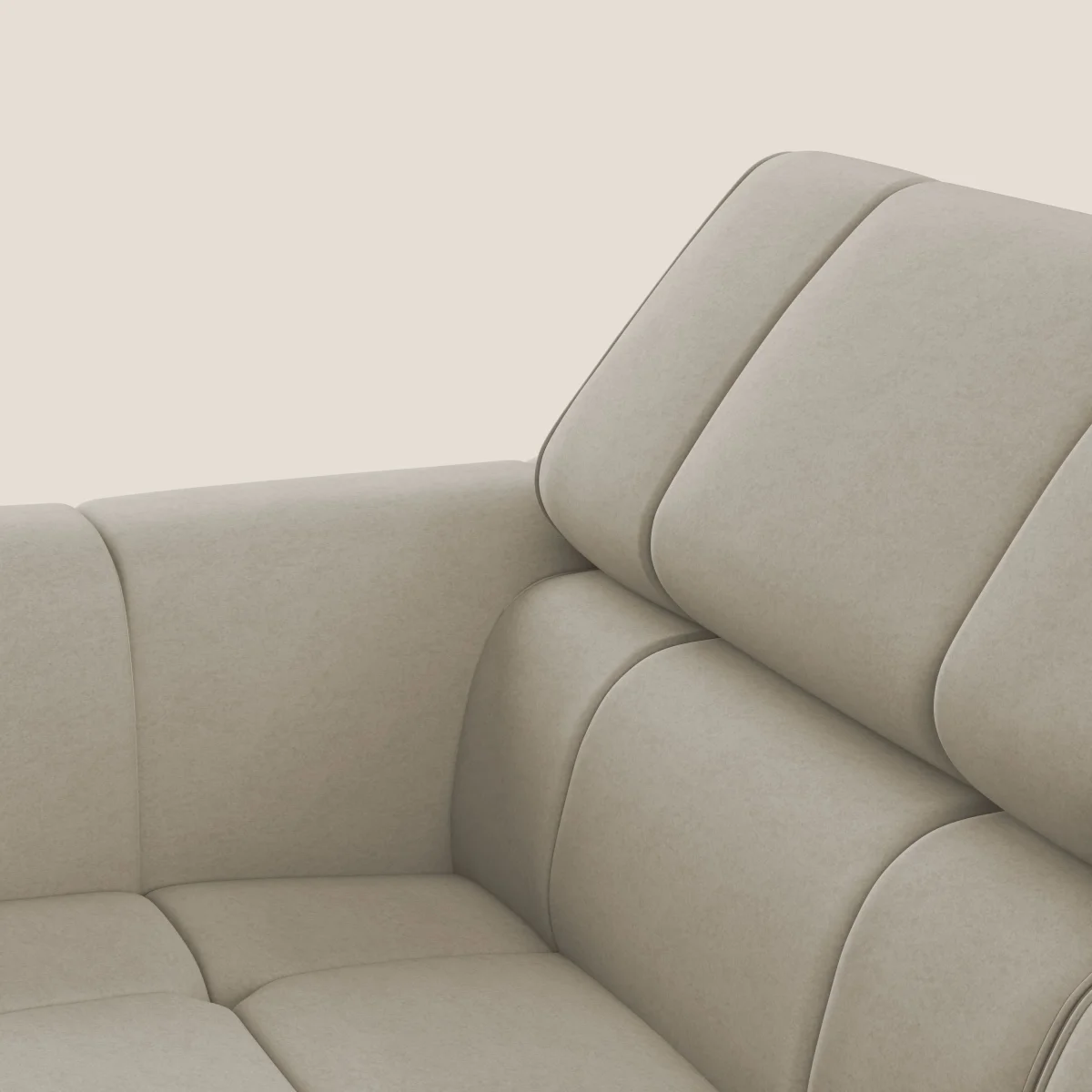 Giotto Modulares 3-Sitzer-Sofa mit elektrischer Relax-Option aus wasserfestem Samt T09 beige – Bild 8