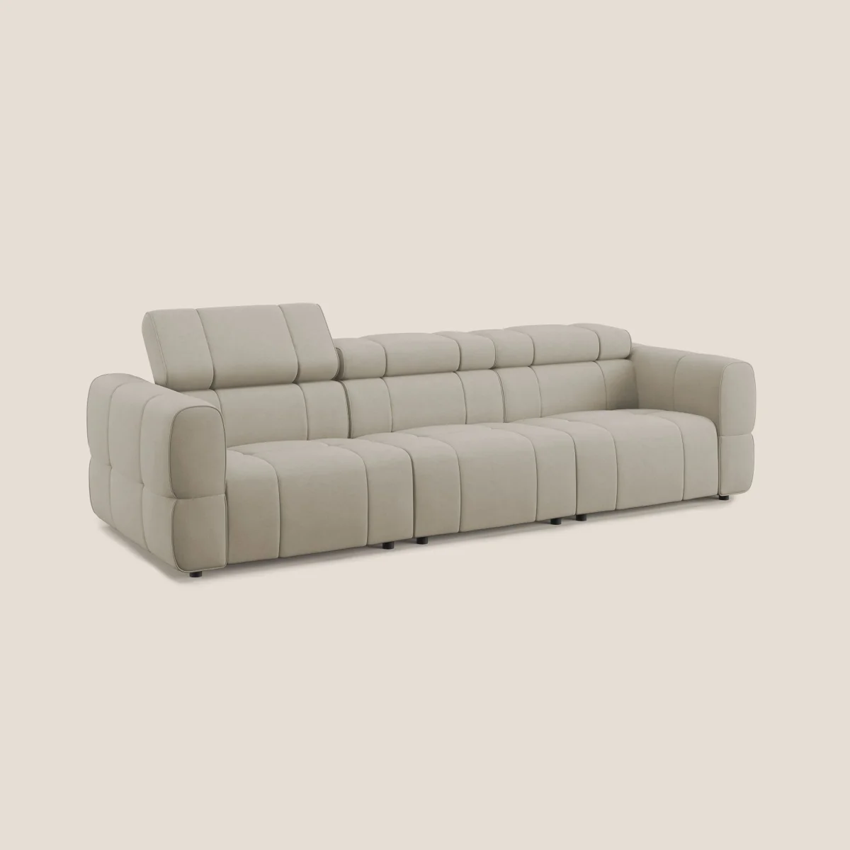 Giotto Modulares 3-Sitzer-Sofa mit elektrischer Relax-Option aus wasserfestem Samt T09 beige – Bild 4