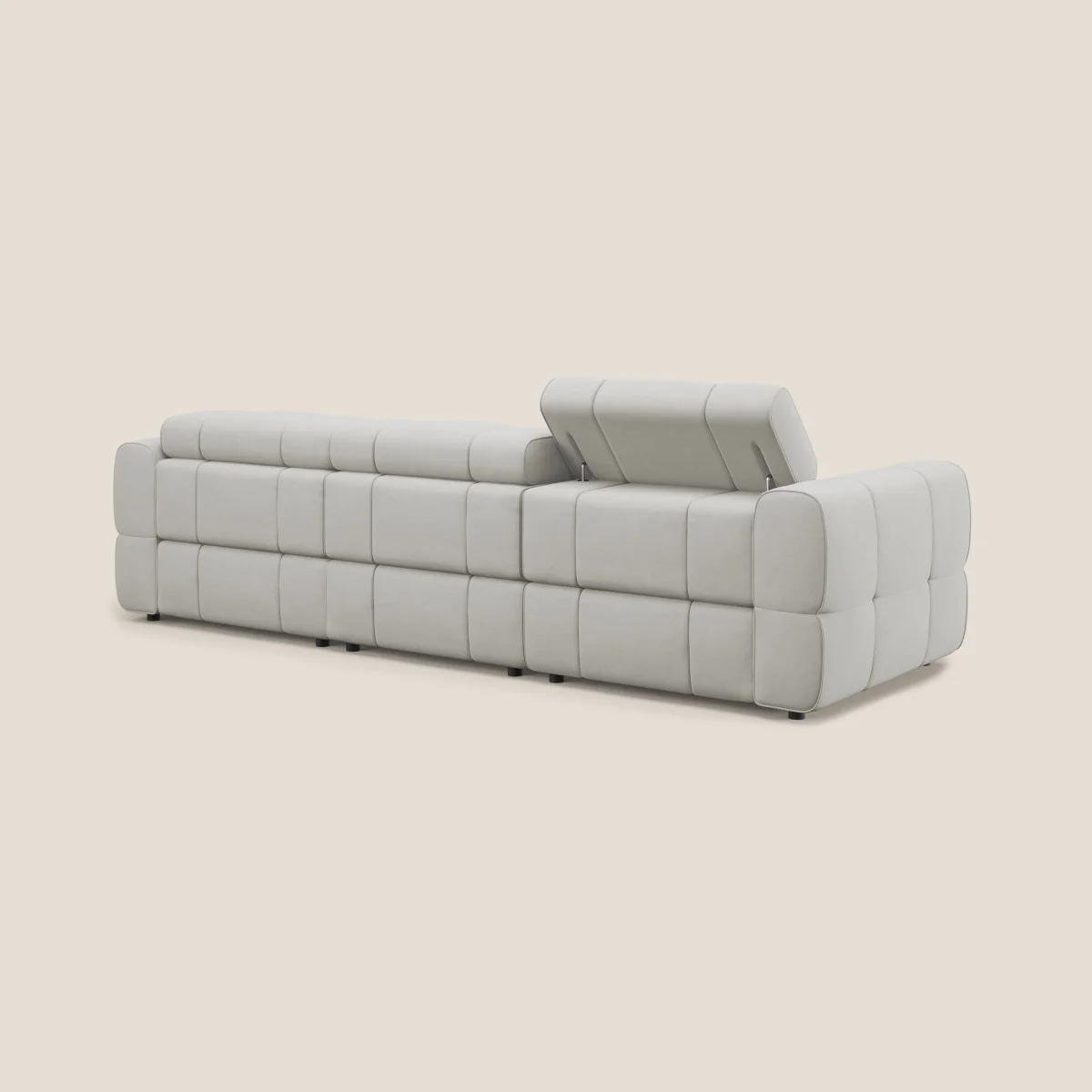Giotto Modulares 3-Sitzer-Sofa mit elektrischer Relax-Option aus wasserfestem Samt T09 sahne – Bild 5
