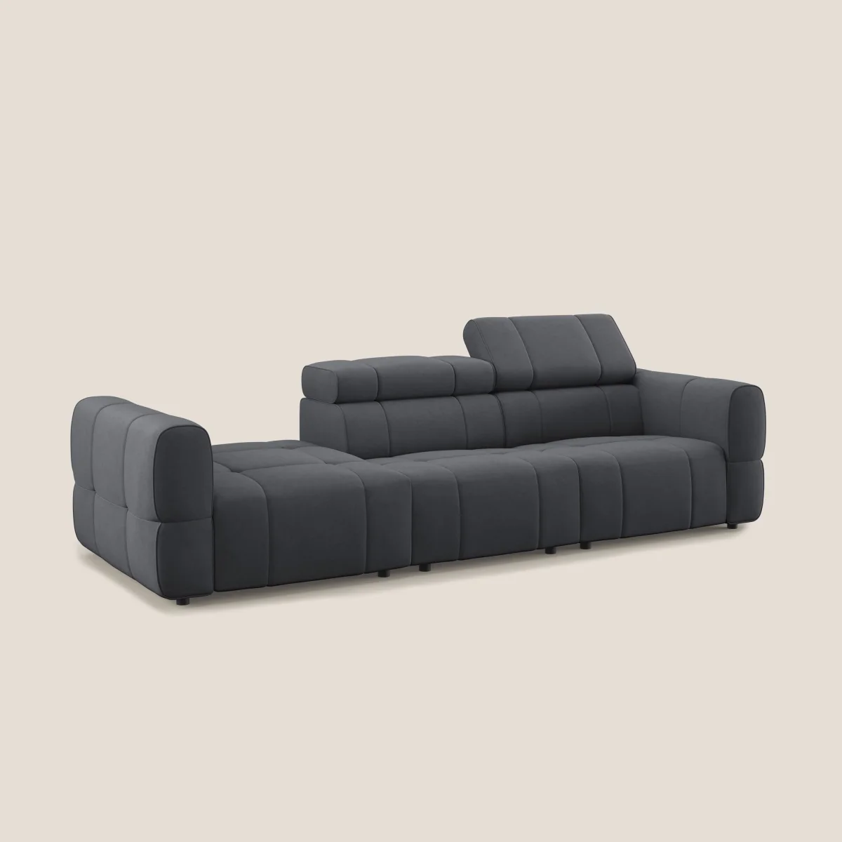 Giotto Modulares Sofa mit elektrischer Relaxoption aus wasserfestem Samt T09 grau – Bild 5