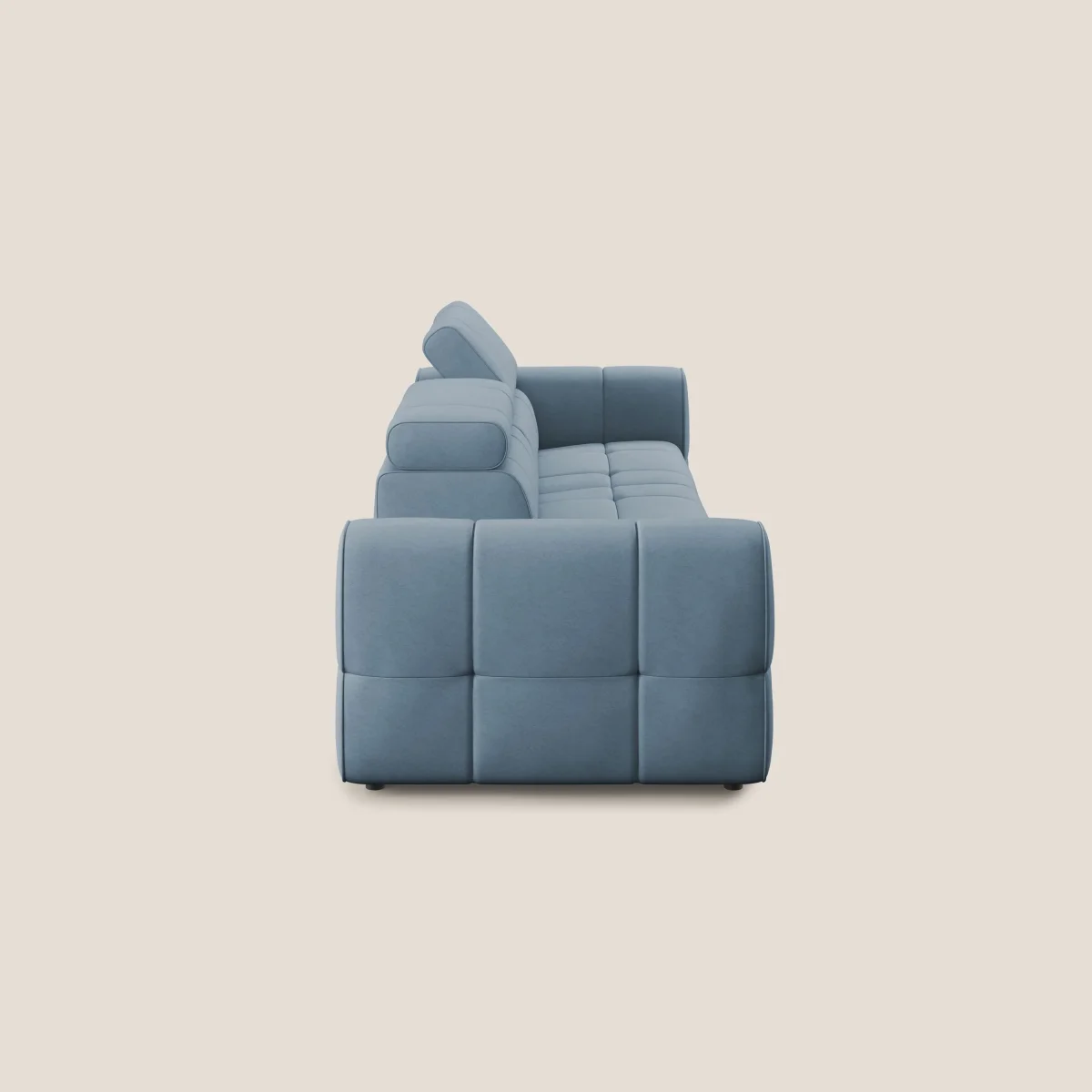 Giotto Modulares Sofa mit elektrischer Relaxoption aus wasserfestem Samt T09 taubenblau – Bild 6