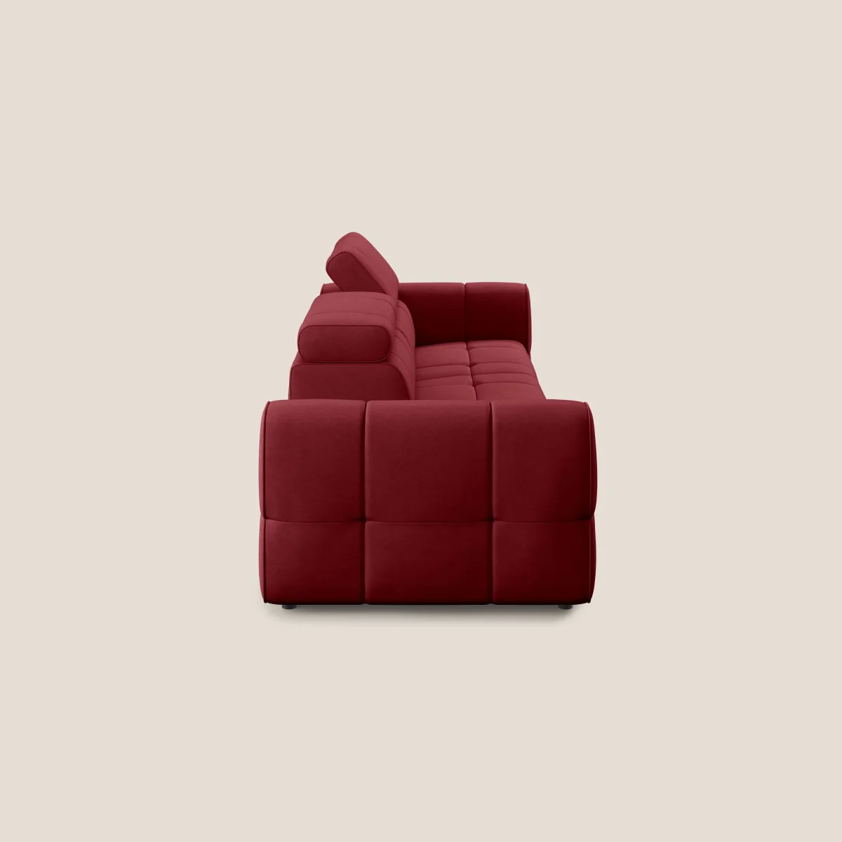 Giotto Modulares Sofa mit elektrischer Relaxoption aus wasserfestem Samt T09 rot – Bild 6