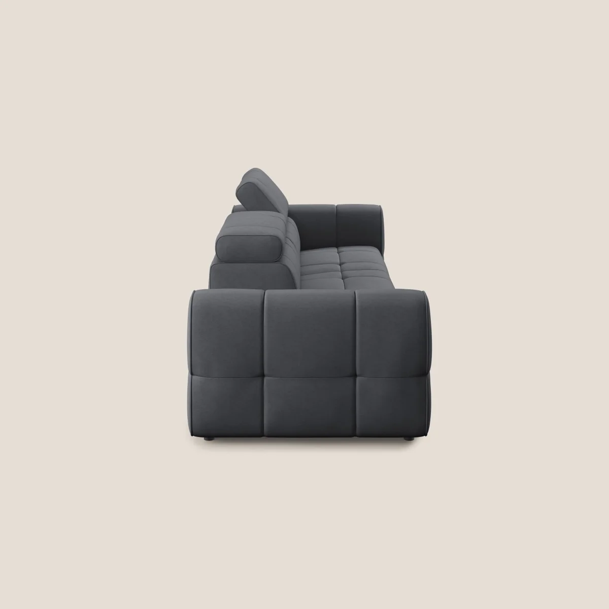 Giotto Modulares Sofa mit elektrischer Relaxoption aus wasserfestem Samt T09 grau – Bild 6