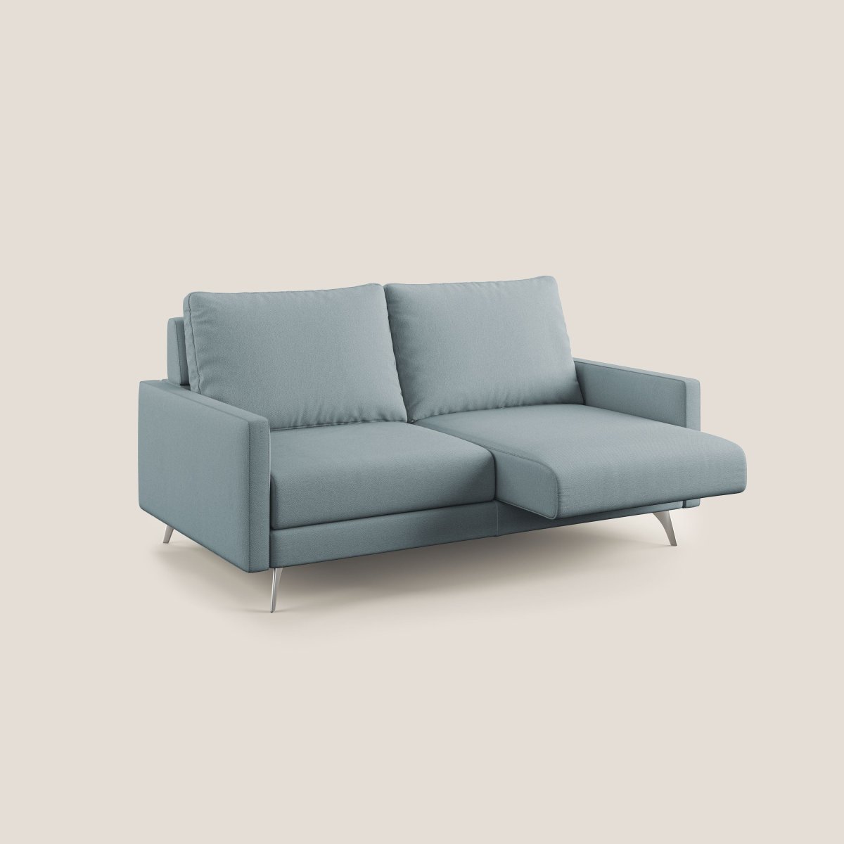 Klimt Sofa mit ausziehbaren Sitzen und Rückenlehnen aus Gänsedaunen in abwaschbarem Stoff T05 taubenblau – Bild 5