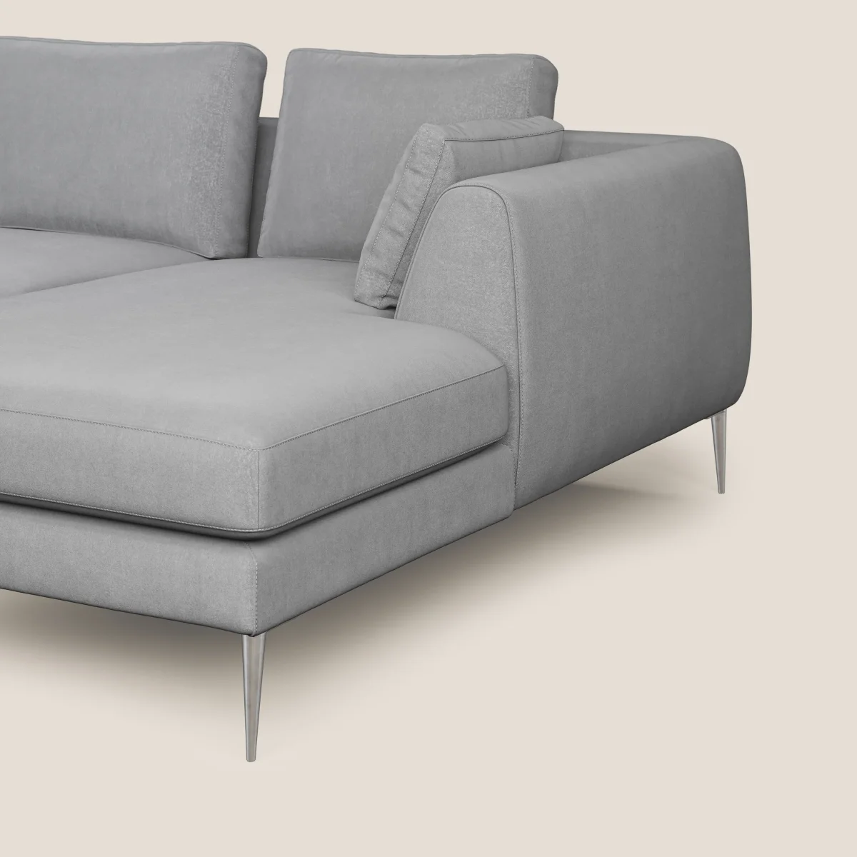Plano modernes Ecksofa mit Halbinsel aus abwaschbarer Mikrofaser T11 grau – Bild 8