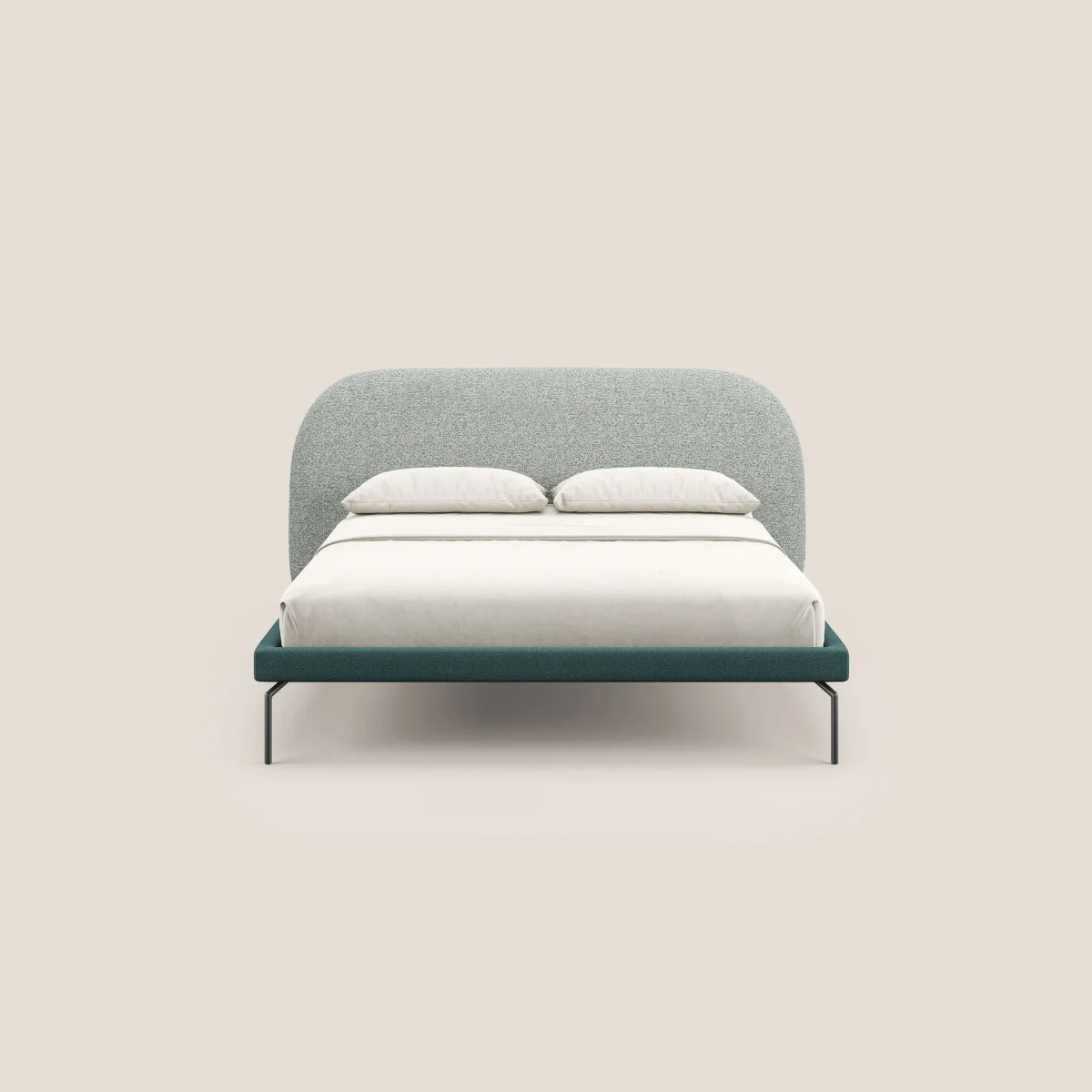 Soleil Designer-Polsterbett mit hohen Metallfüßen aus abwaschbarem Bouclet T12 grün – Bild 3