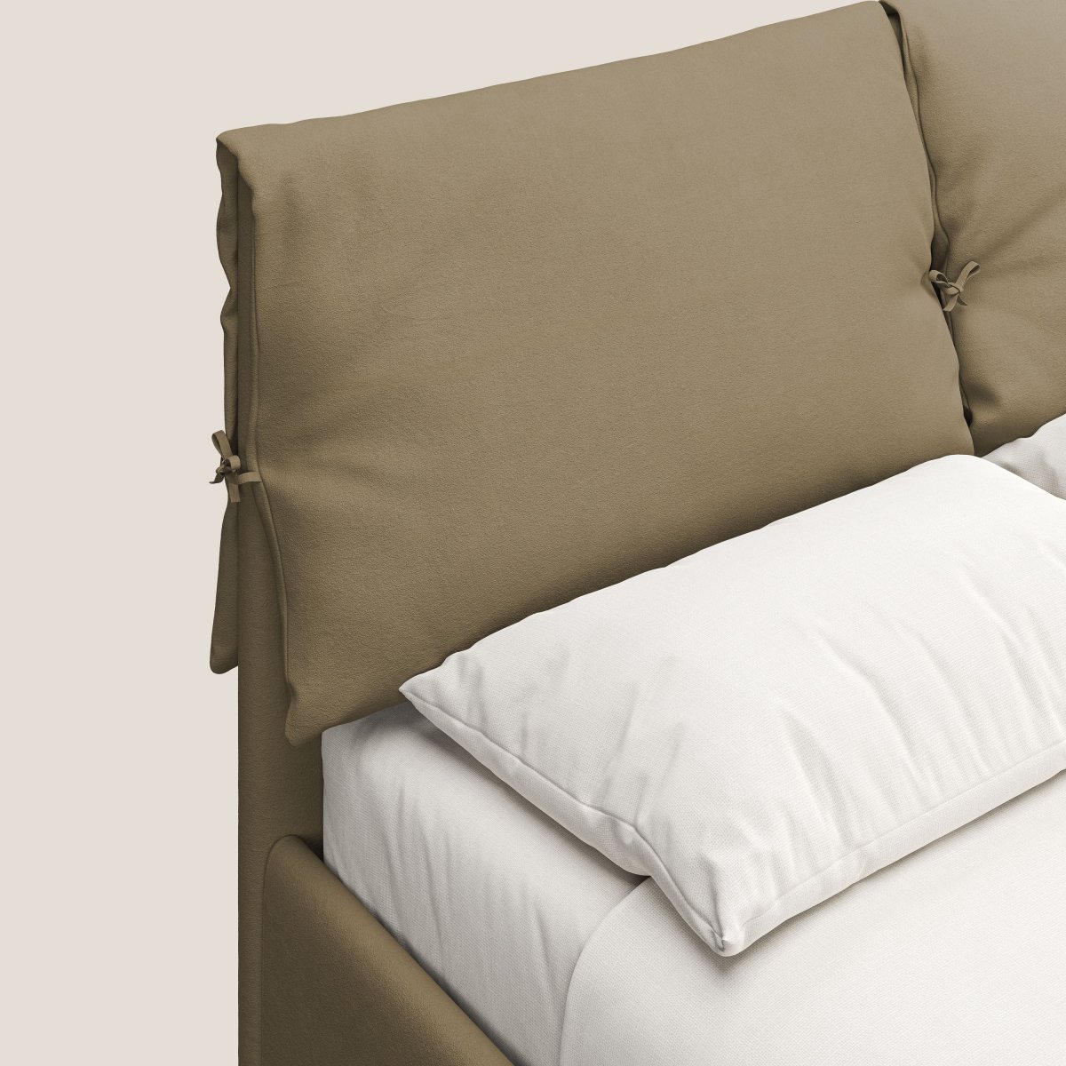 Susan gepolstertes Boxspringbett mit Lattenrost komplett abziehbar aus abwaschbarer Mikrofaser T11 beige – Bild 8