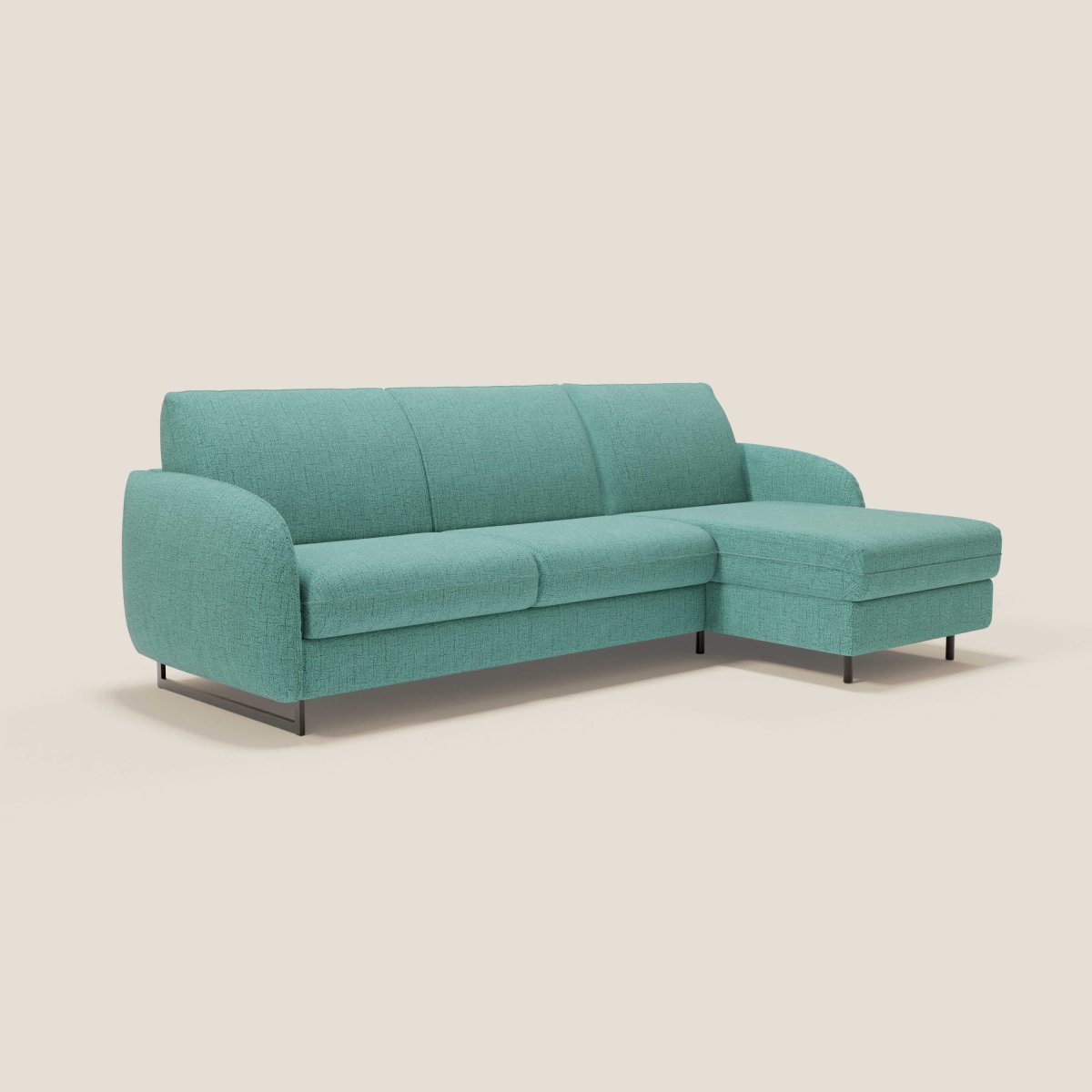Ninfea Ecksofa mit Stauraum-Halbinsel und Matratze H18 cm - Metallfüße und wasserfester Stoff T03 aquamarin – Bild 4