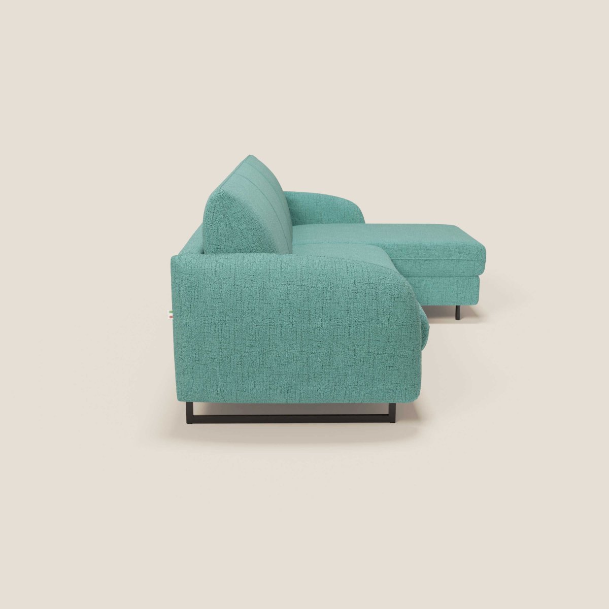 Ninfea Ecksofa mit Stauraum-Halbinsel und Matratze H18 cm - Metallfüße und wasserfester Stoff T03 aquamarin – Bild 7