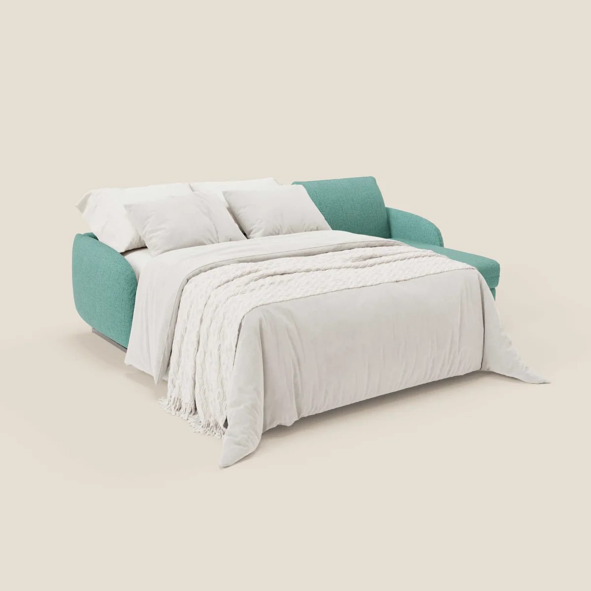 Ninfea Ecksofa mit Stauraum-Halbinsel und Matratze H18 cm - Metallfüße und wasserfester Stoff T03 aquamarin – Bild 3