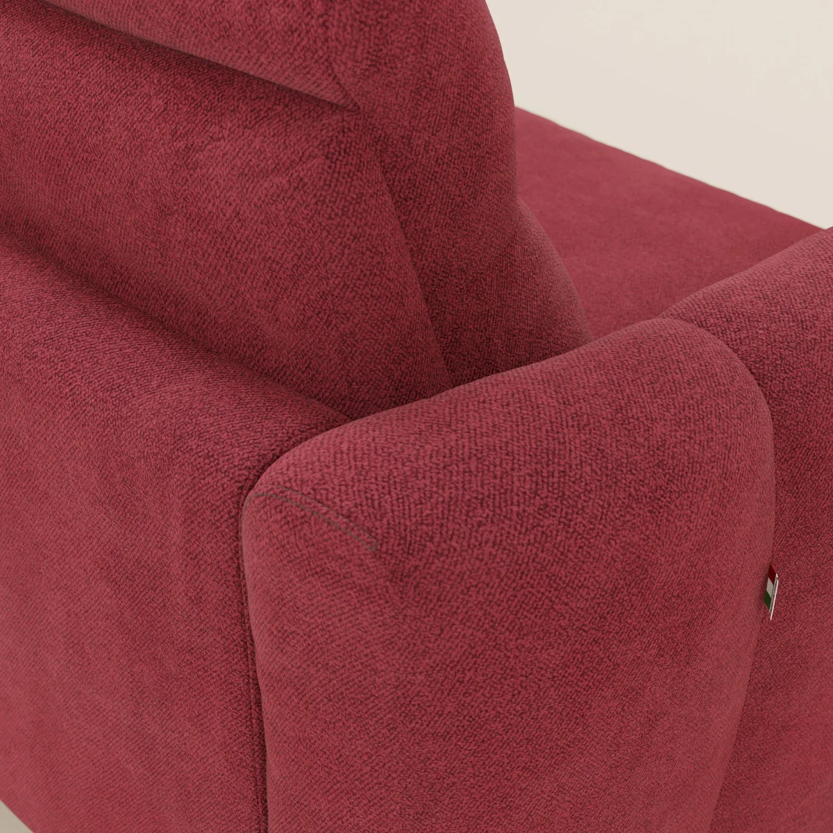 Peonia Ecksofa mit Stauraum-Halbinsel und Matratze H18 cm, aus wasserfestem Bouclé T07 rot – Bild 9