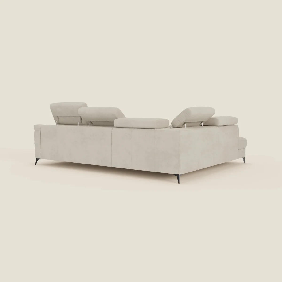 Arcos Ecksofa – hohe Füße und verstellbare Kopfstützen aus wasserfester Mikrofaser T11 creme – Bild 7