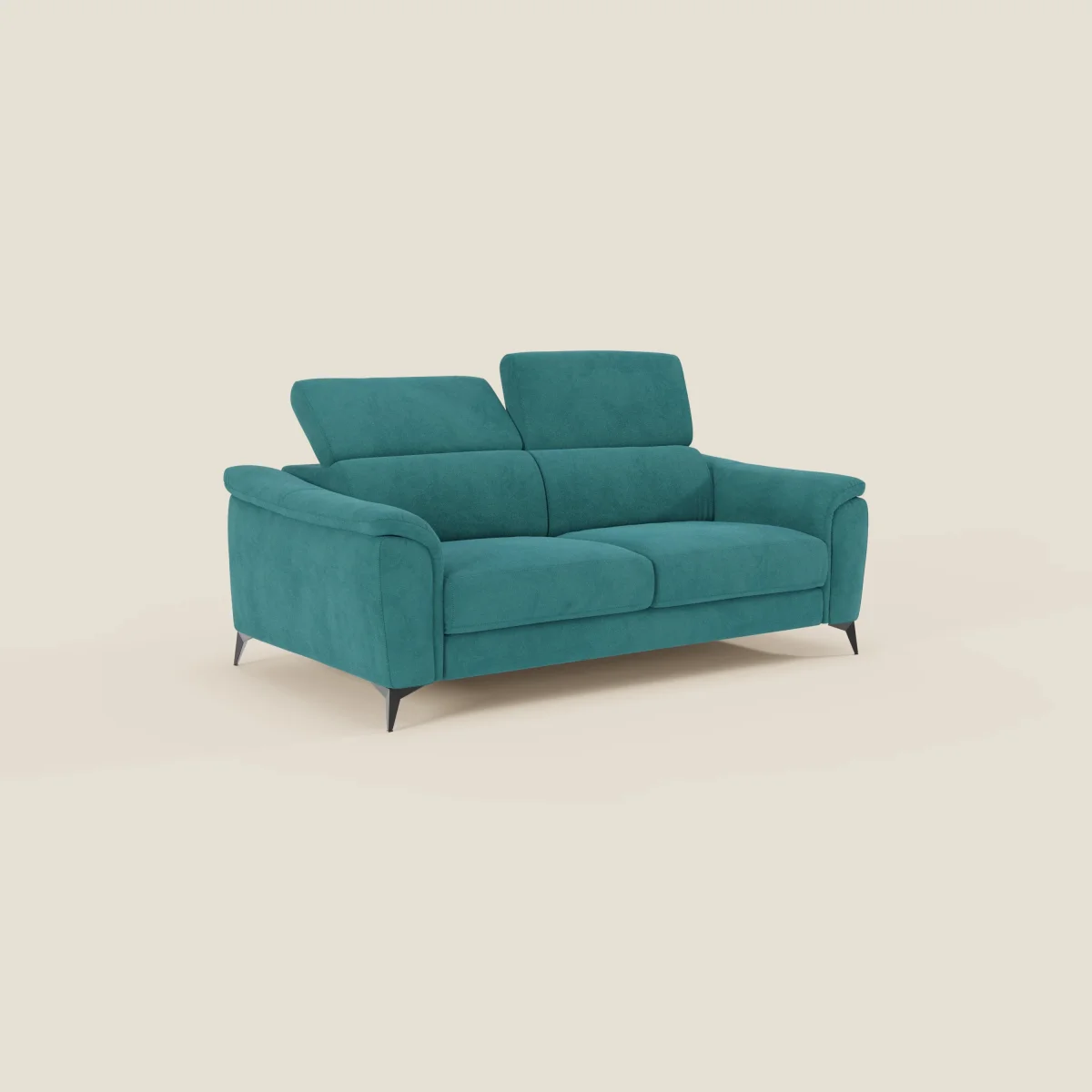 Arcos 3-Sitzer-Sofa – hohe Füße und verstellbare Kopfstützen aus wasserabweisender Mikrofaser T11 petrol – Bild 2