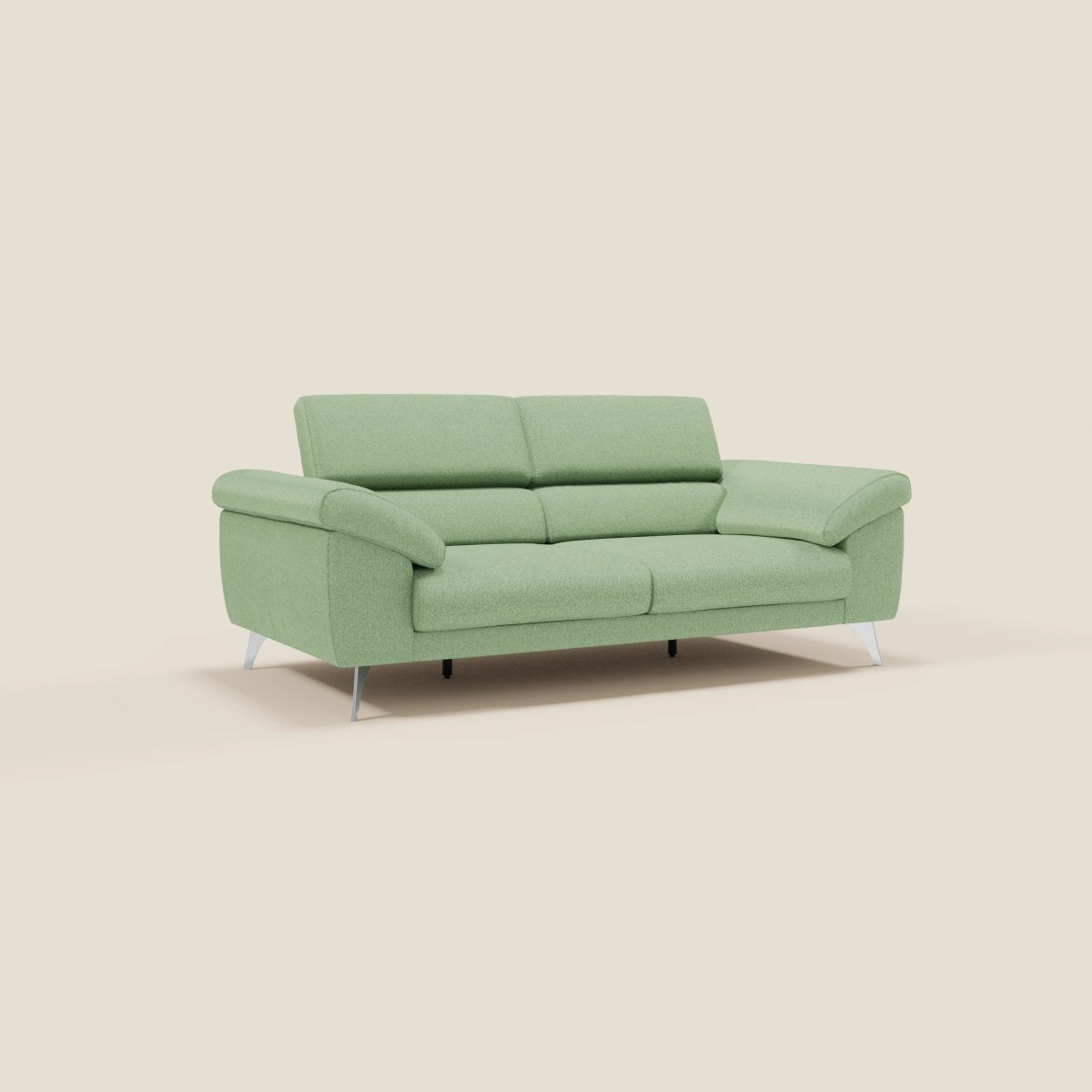 Donatello Sofa mit ausziehbaren Sitzen, Armlehnen mit Staufach und verstellbaren Kopfstützen aus abwaschbarem Stoff T23 Mintgrün – Bild 6
