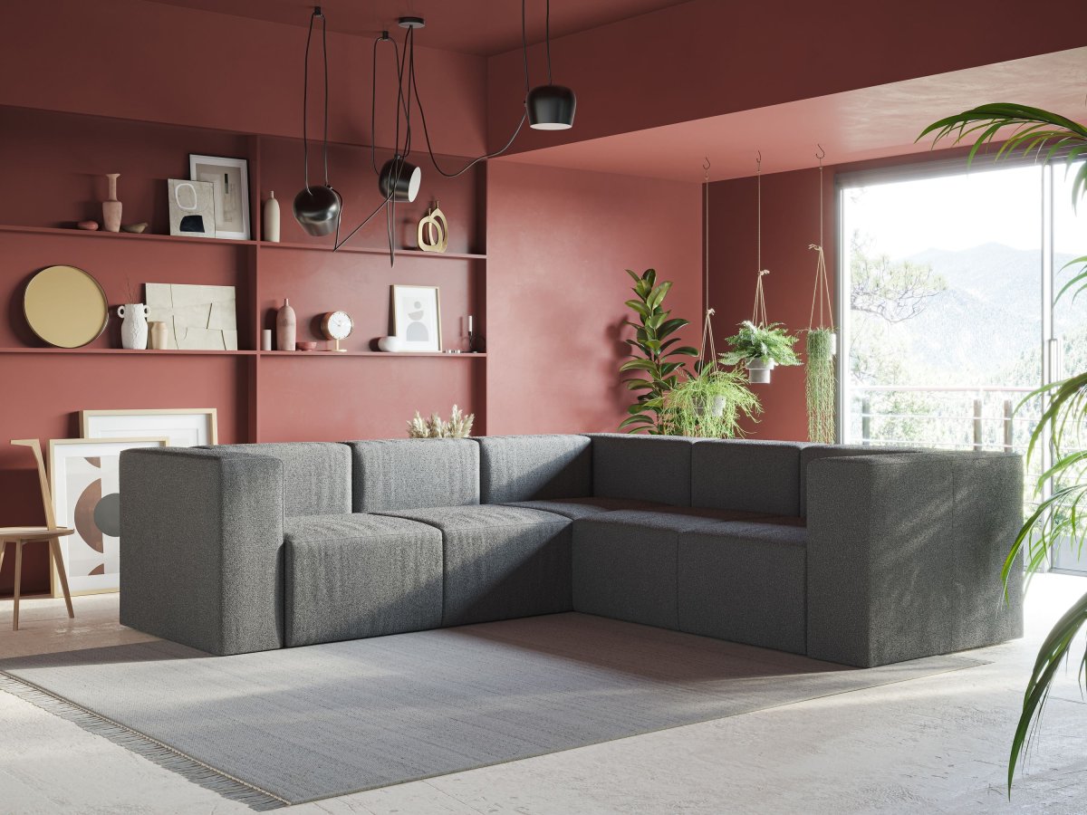 Nettuno wendbares modulares Ecksofa aus weichem Bouclé-Stoff T07 puderzucker – Bild 8
